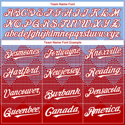 Custom Light Blue White-Red 3D Gradient Square Shape Authentic Baseball Jersey