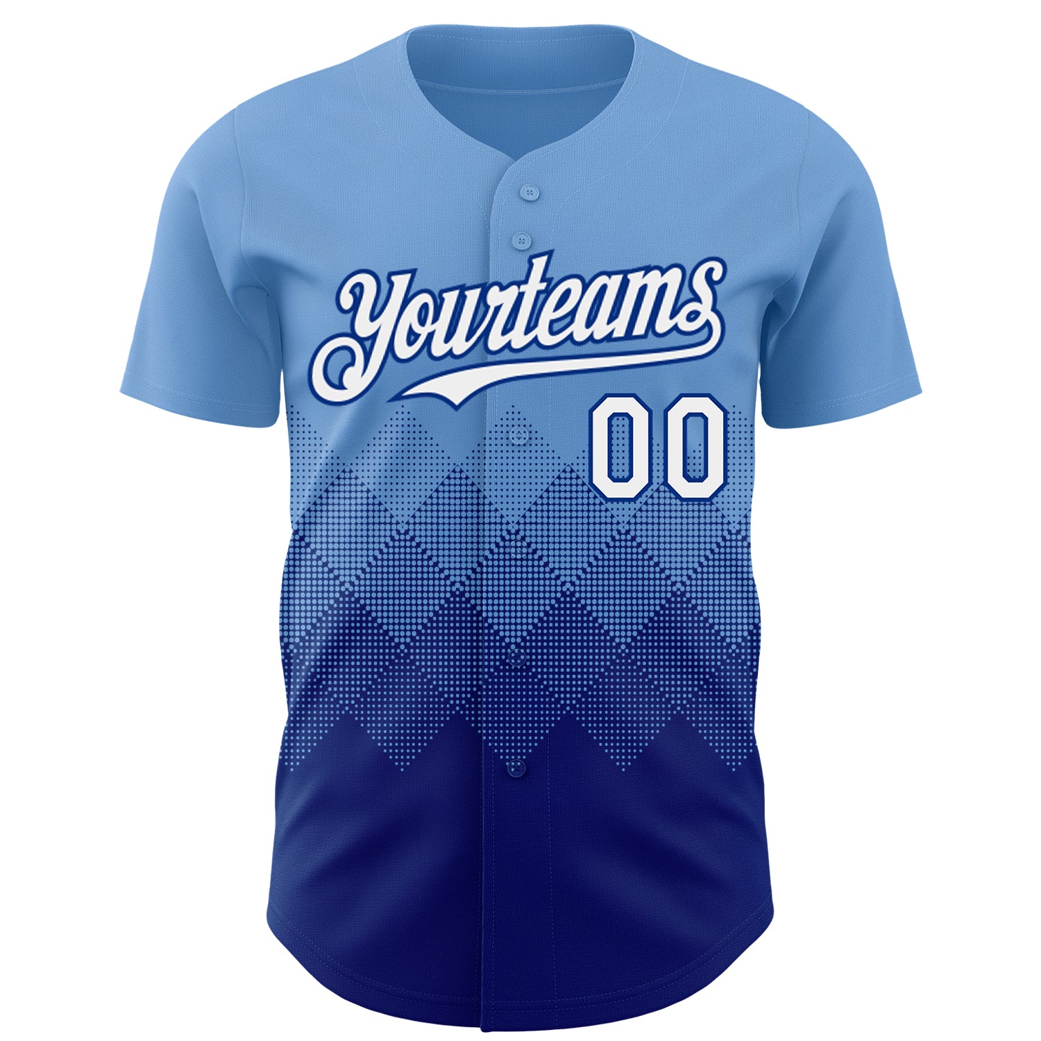 Custom Light Blue White-Royal 3D Gradient Square Shape Authentic Baseball Jersey