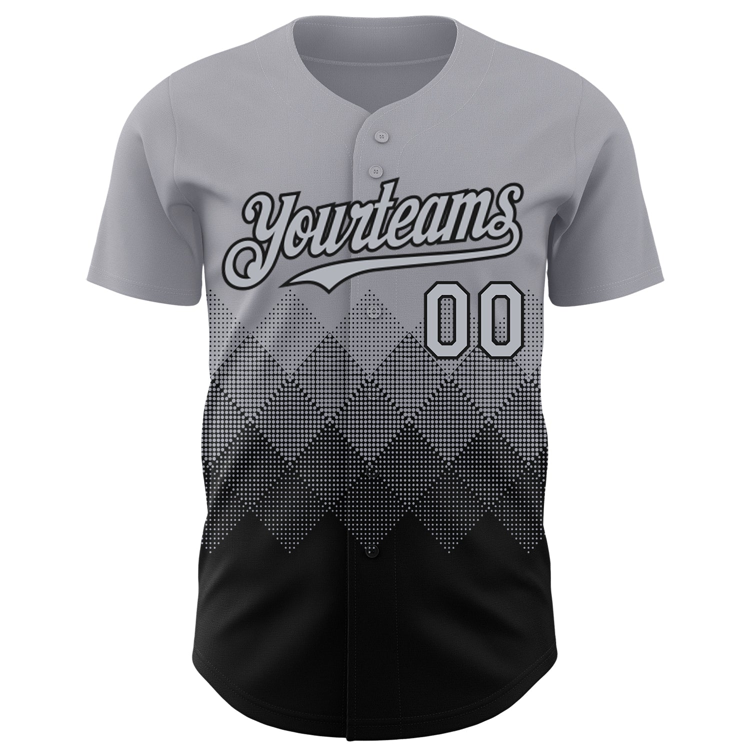 Custom Gray Black 3D Gradient Square Shape Authentic Baseball Jersey