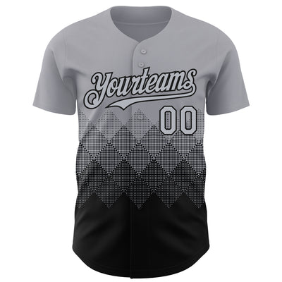Custom Gray Black 3D Gradient Square Shape Authentic Baseball Jersey