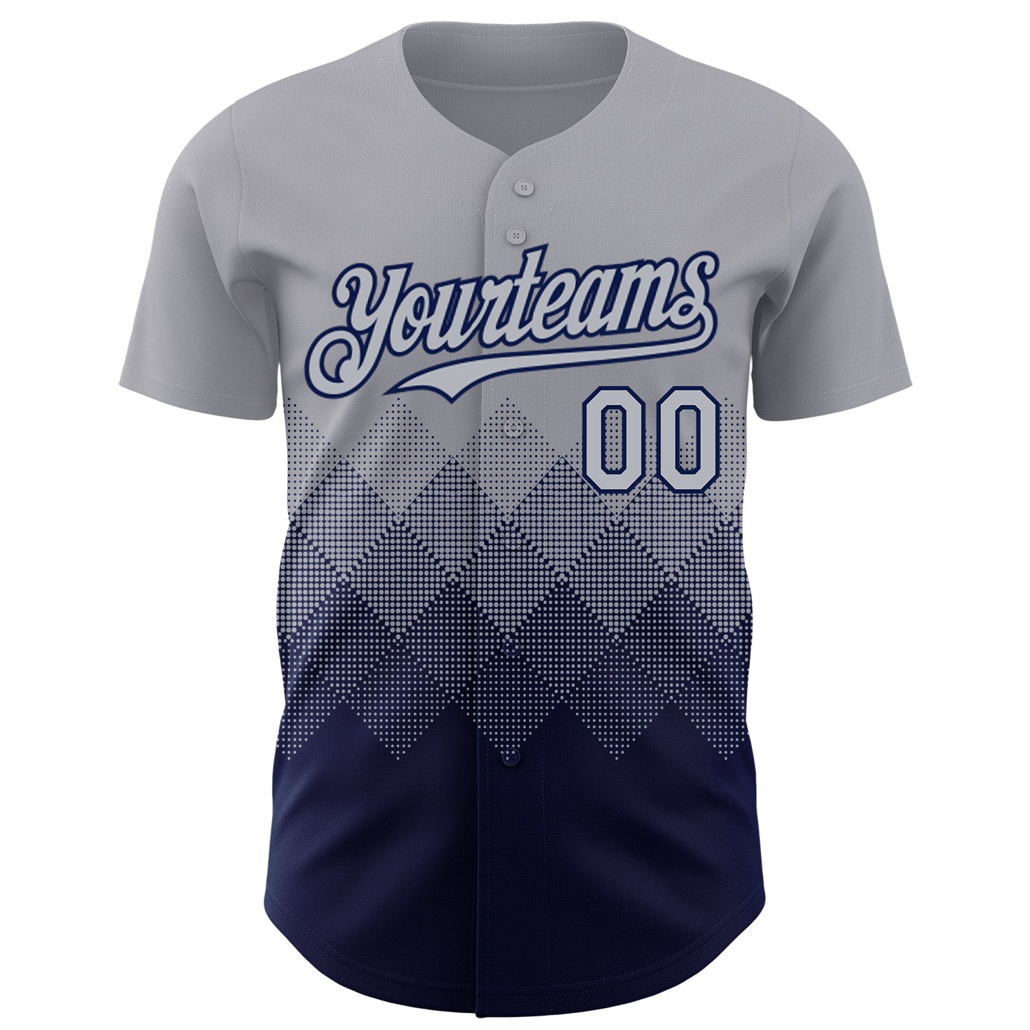 Custom Gray Navy 3D Gradient Square Shape Authentic Baseball Jersey