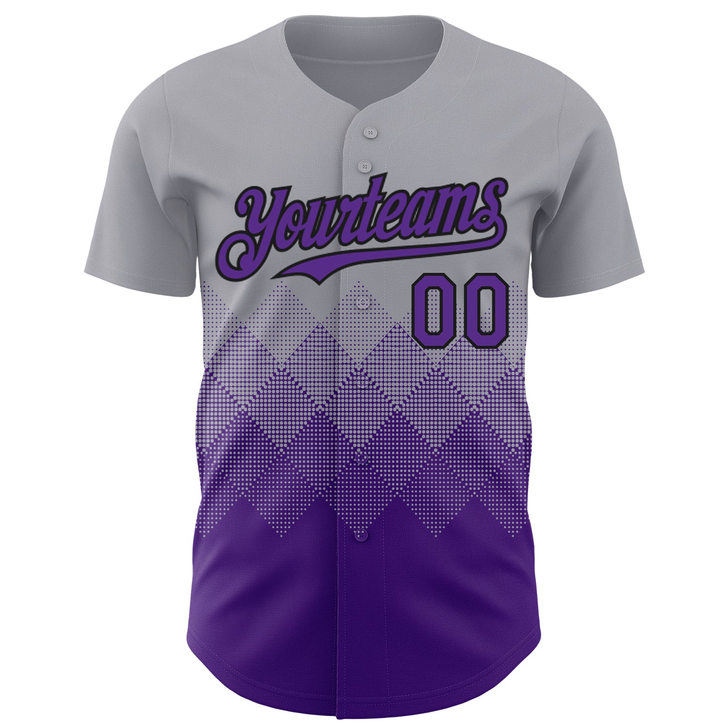 Custom Gray Purple-Black 3D Gradient Square Shape Authentic Baseball Jersey
