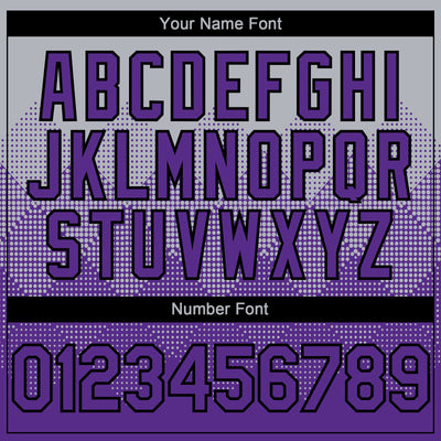 Custom Gray Purple-Black 3D Gradient Square Shape Authentic Baseball Jersey