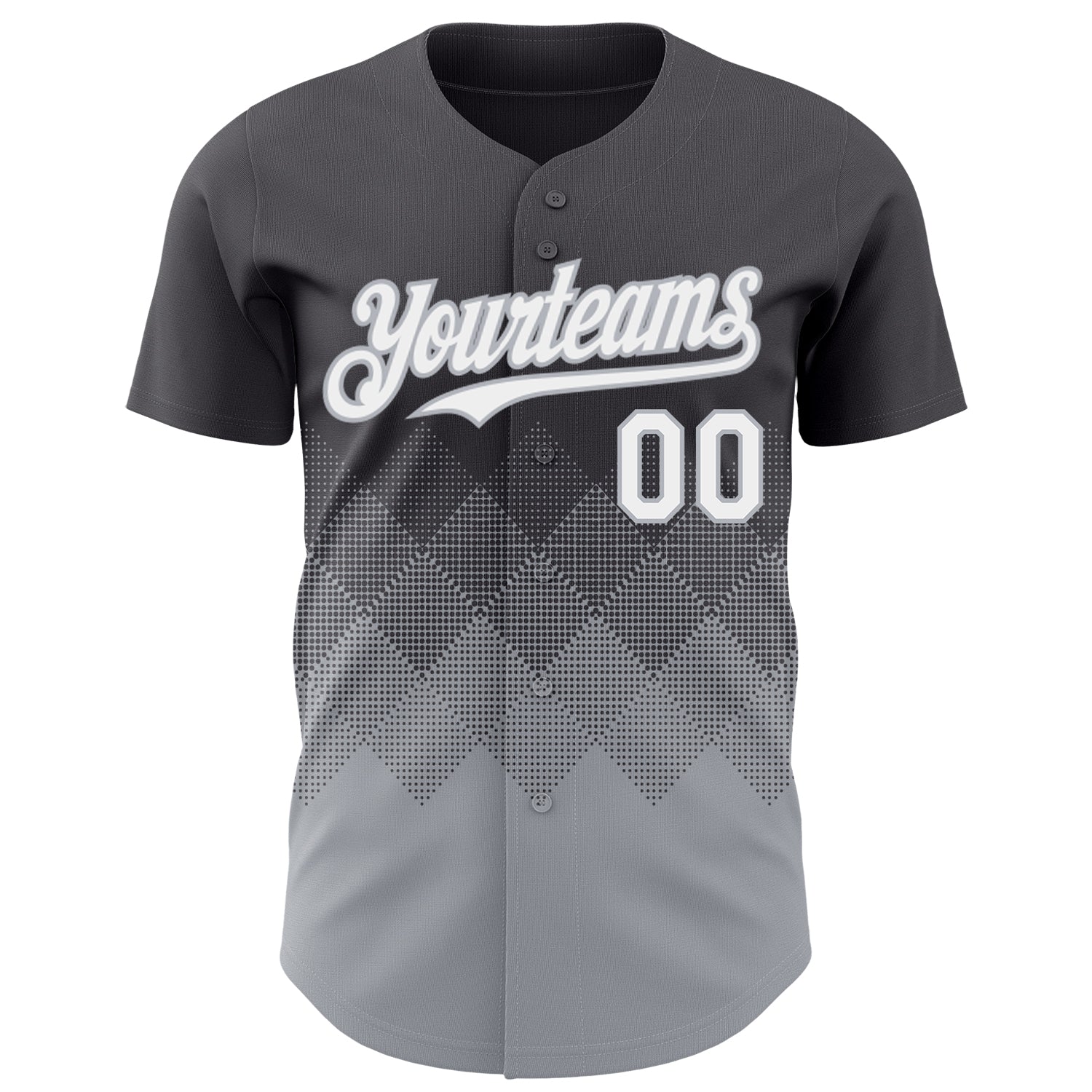 Custom Steel Gray White-Gray 3D Gradient Square Shape Authentic Baseball Jersey
