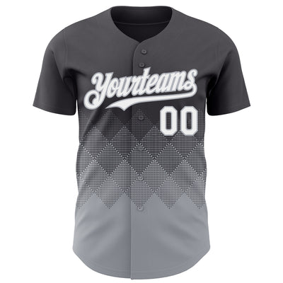 Custom Steel Gray White-Gray 3D Gradient Square Shape Authentic Baseball Jersey