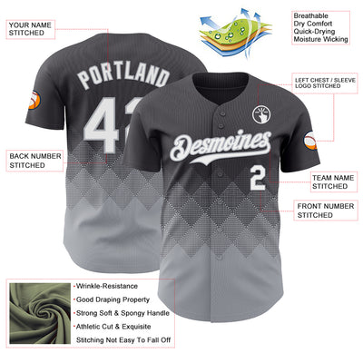 Custom Steel Gray White-Gray 3D Gradient Square Shape Authentic Baseball Jersey