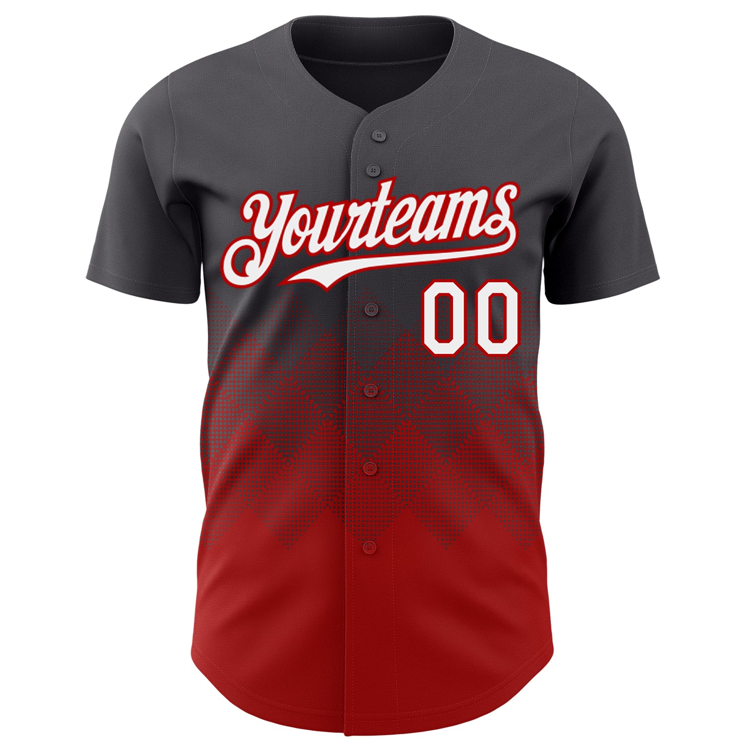 Custom Steel Gray White-Red 3D Gradient Square Shape Authentic Baseball Jersey