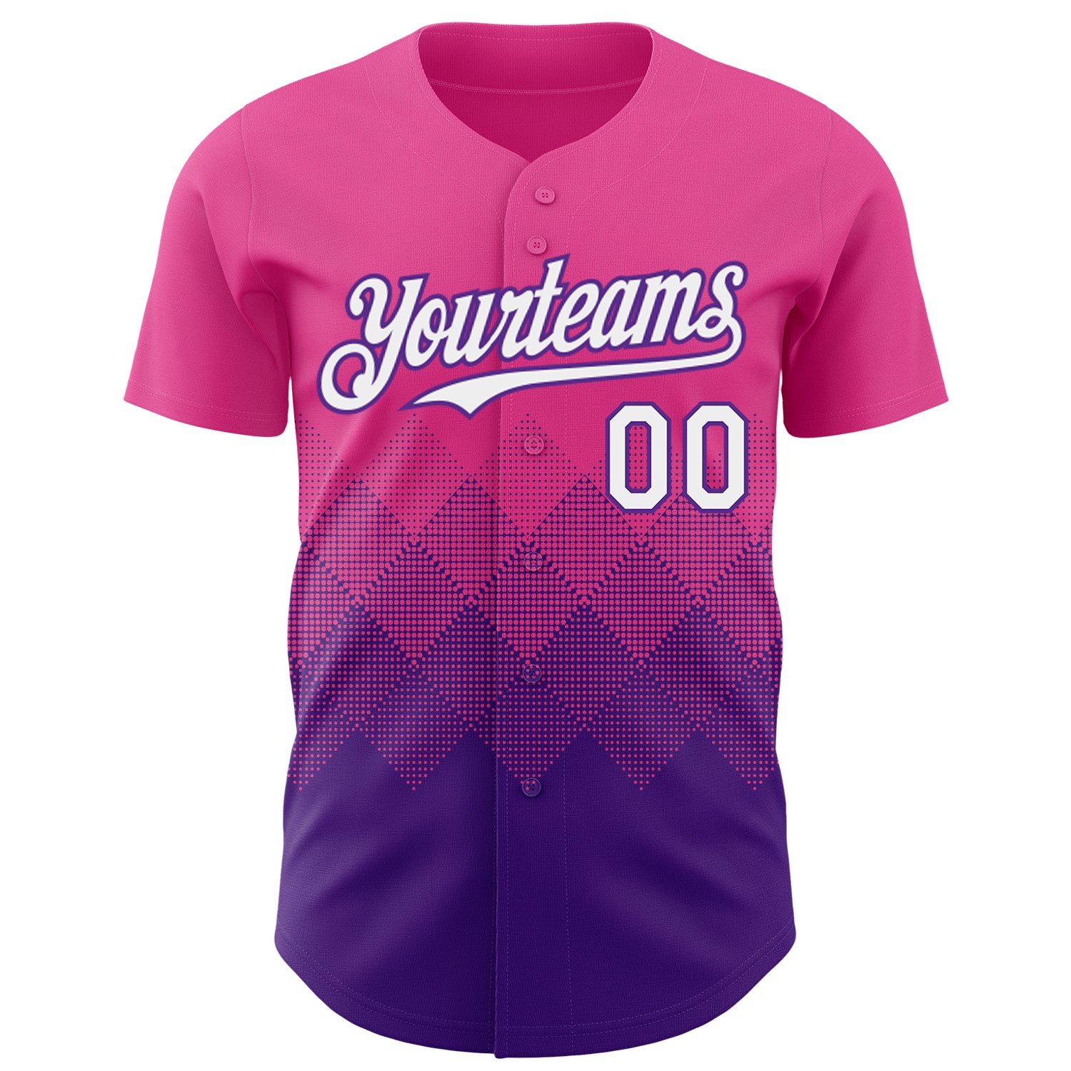 Custom Pink White-Purple 3D Gradient Square Shape Authentic Baseball Jersey