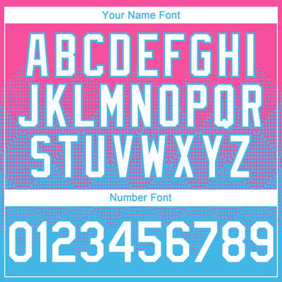 Custom Pink White-Sky Blue 3D Gradient Square Shape Authentic Baseball Jersey