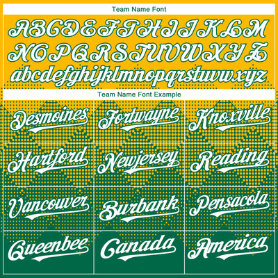Custom Gold White-Kelly Green 3D Gradient Square Shape Authentic Baseball Jersey