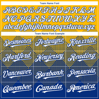 Custom Gold White-Royal 3D Gradient Square Shape Authentic Baseball Jersey