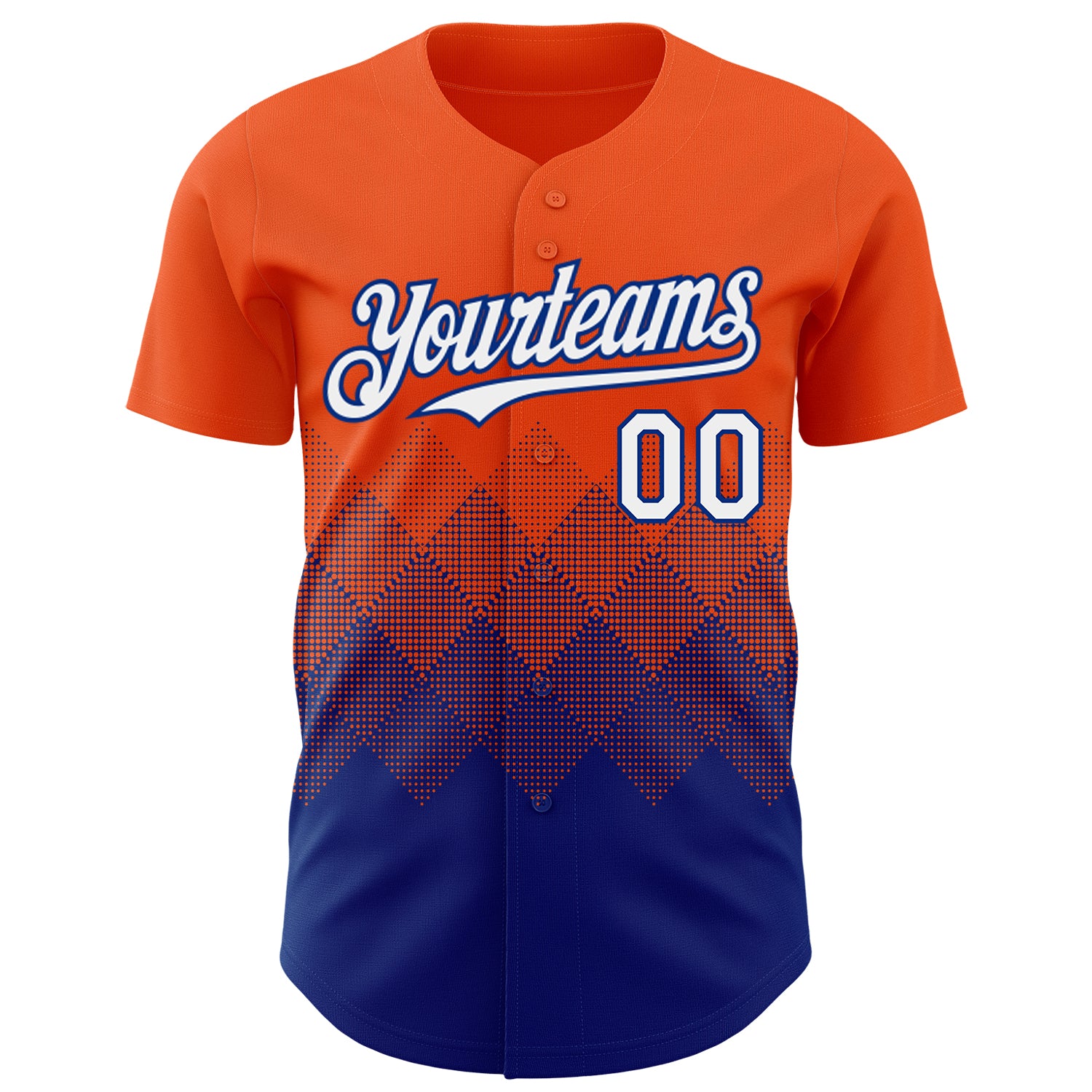Custom Orange White-Royal 3D Gradient Square Shape Authentic Baseball Jersey