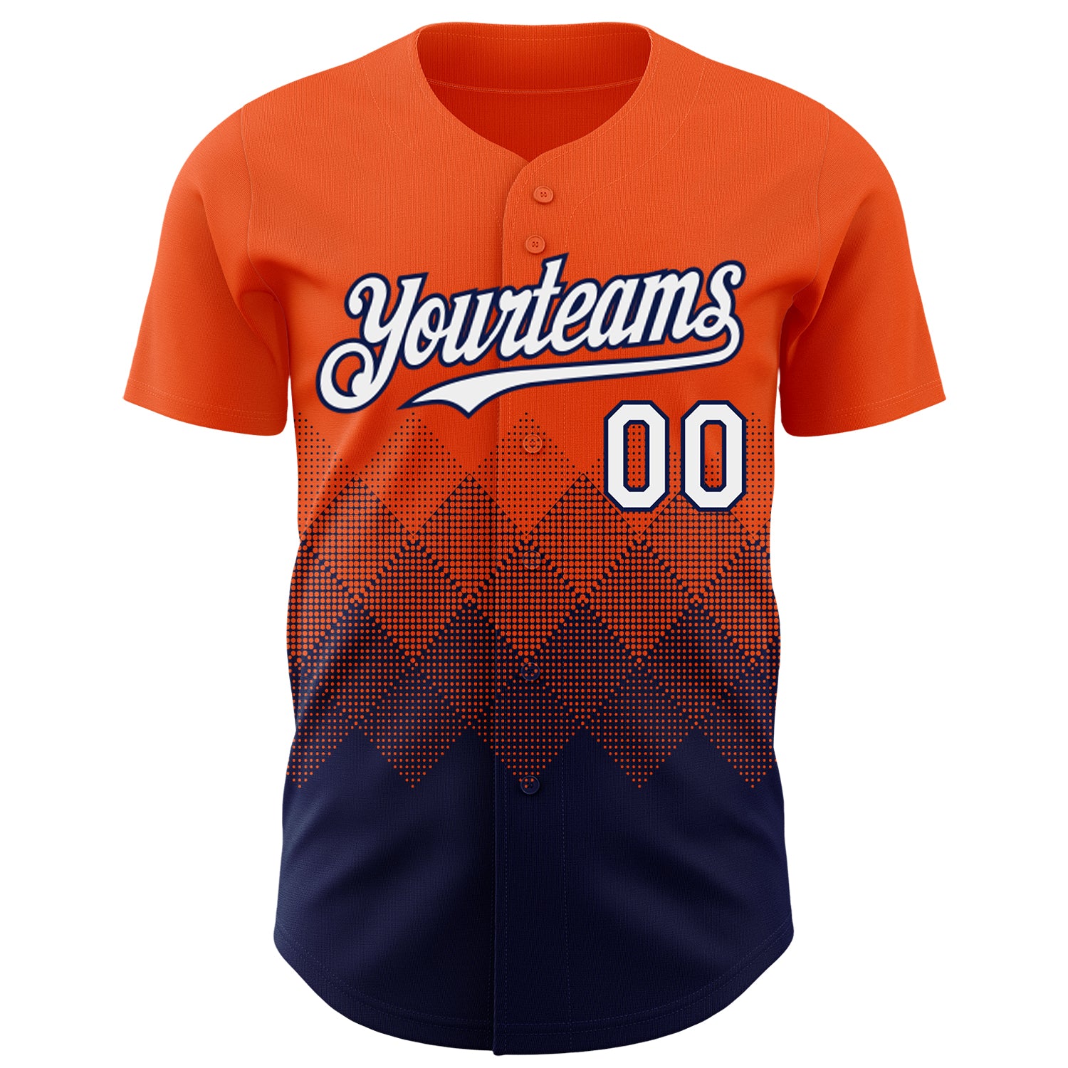 Custom Orange White-Navy 3D Gradient Square Shape Authentic Baseball Jersey