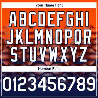 Custom Orange White-Navy 3D Gradient Square Shape Authentic Baseball Jersey