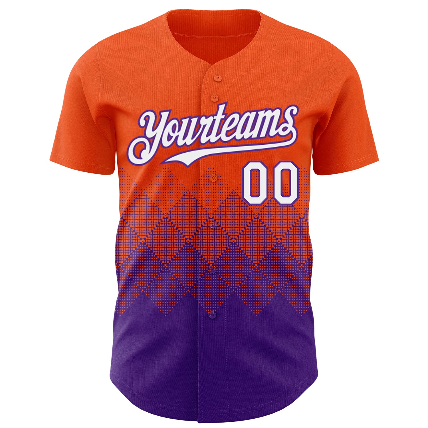 Custom Orange White-Purple 3D Gradient Square Shape Authentic Baseball Jersey