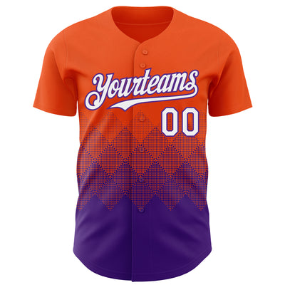 Custom Orange White-Purple 3D Gradient Square Shape Authentic Baseball Jersey
