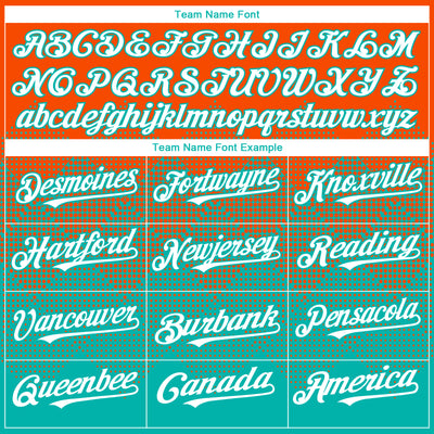 Custom Orange White-Aqua 3D Gradient Square Shape Authentic Baseball Jersey