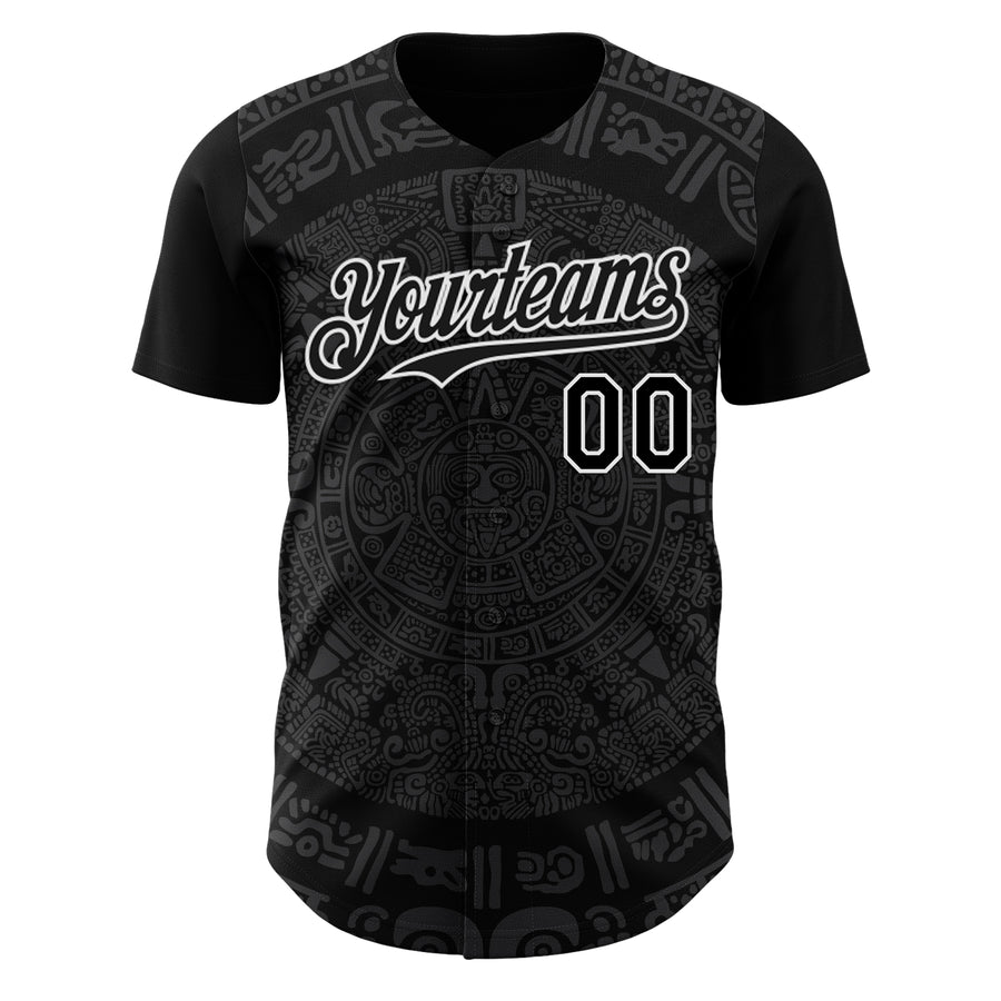 Custom Black Gray-White 3D Mexico Authentic Baseball Jersey