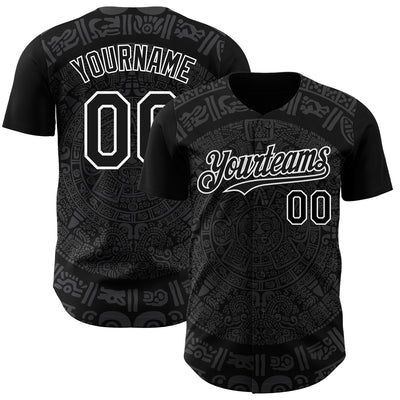 Custom Black Gray-White 3D Mexico Authentic Baseball Jersey