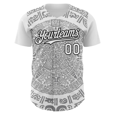 Custom White Gray-Black 3D Mexico Authentic Baseball Jersey