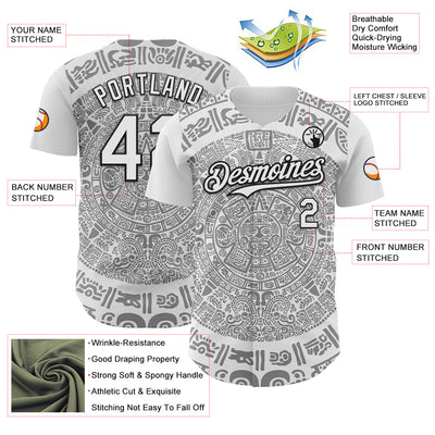 Custom White Gray-Black 3D Mexico Authentic Baseball Jersey