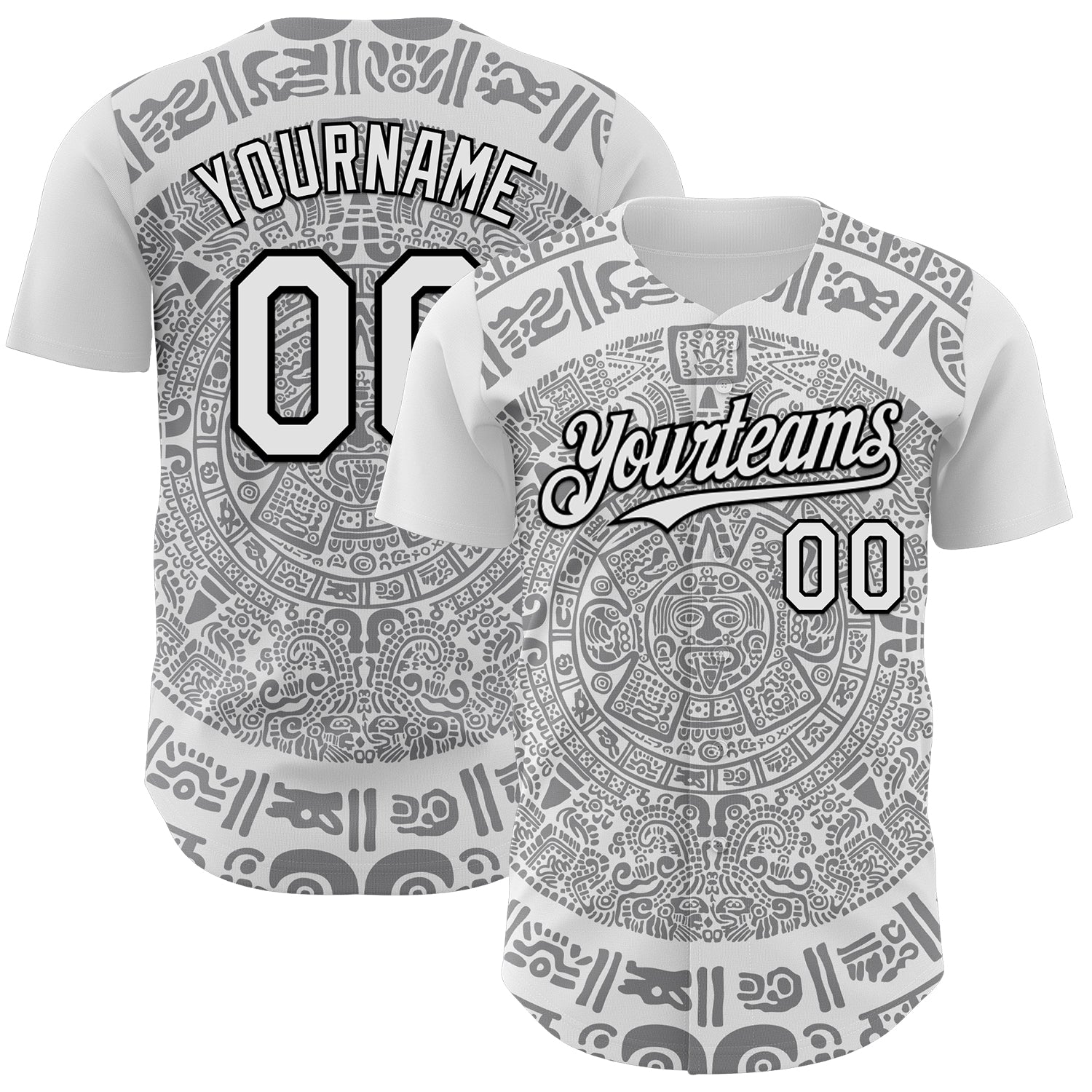 Custom White Gray-Black 3D Mexico Authentic Baseball Jersey