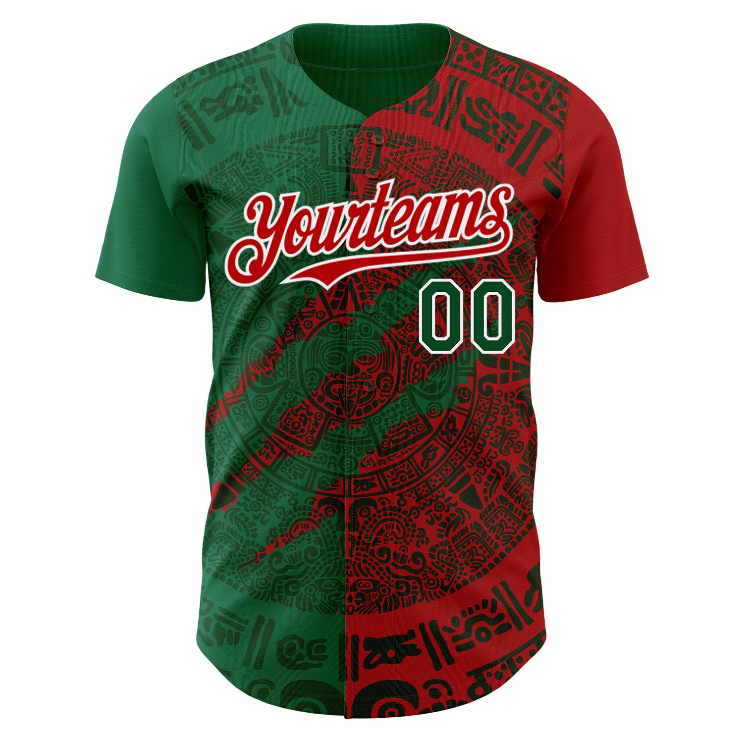 Custom Red Green Kelly Green-White 3D Mexico Scratch Authentic Baseball Jersey