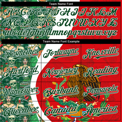 Custom Red Green-White 3D Mexico Authentic Baseball Jersey