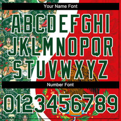 Custom Red Green-White 3D Mexico Authentic Baseball Jersey