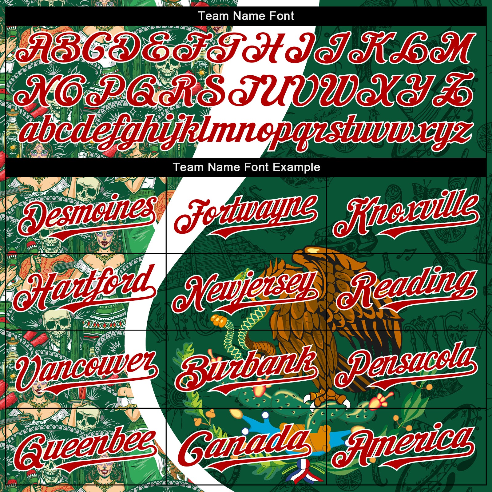 Custom Green Red Kelly Green-White 3D Mexico Authentic Baseball Jersey