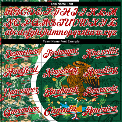 Custom Green Red Kelly Green-White 3D Mexico Authentic Baseball Jersey