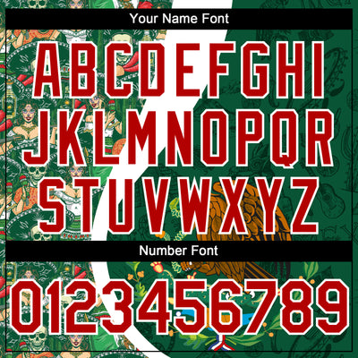 Custom Green Red Kelly Green-White 3D Mexico Authentic Baseball Jersey