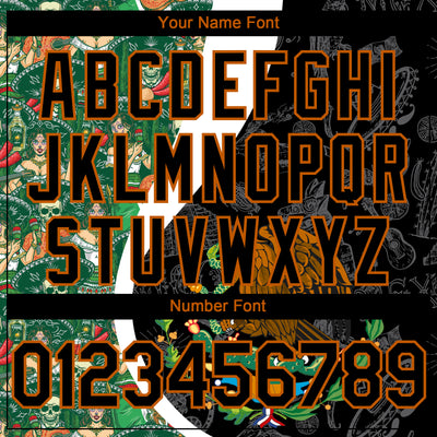 Custom Black Kelly Green Texas Orange-White 3D Mexico Authentic Baseball Jersey