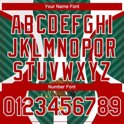 Custom Green Red Kelly Green-White 3D Mexico Authentic Baseball Jersey