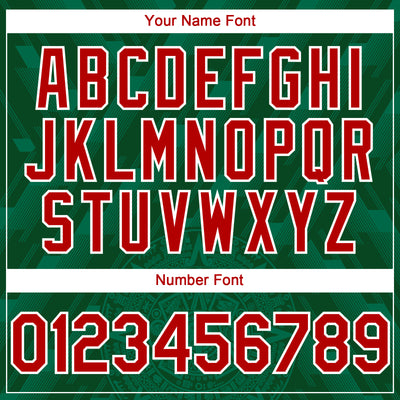 Custom Kelly Green Red-White 3D Mexico Authentic Baseball Jersey