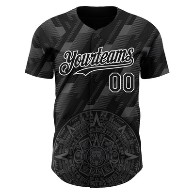 Custom Black Steel Gray-White 3D Mexico Authentic Baseball Jersey