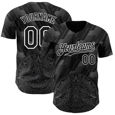 Custom Black Steel Gray-White 3D Mexico Authentic Baseball Jersey