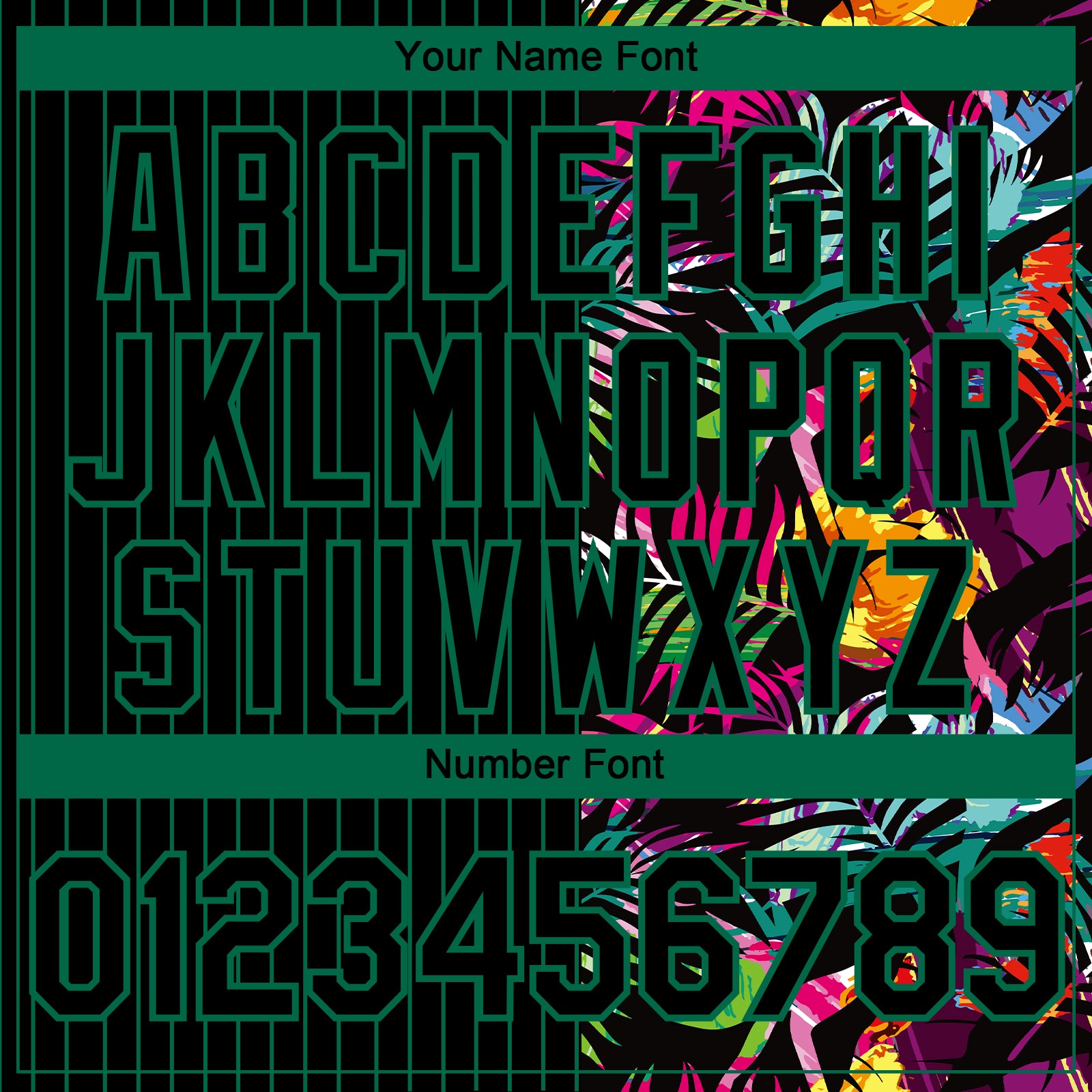 Custom Black Kelly Green 3D Pattern Design Pinstripe Tropical Palm Leaves Authentic Baseball Jersey