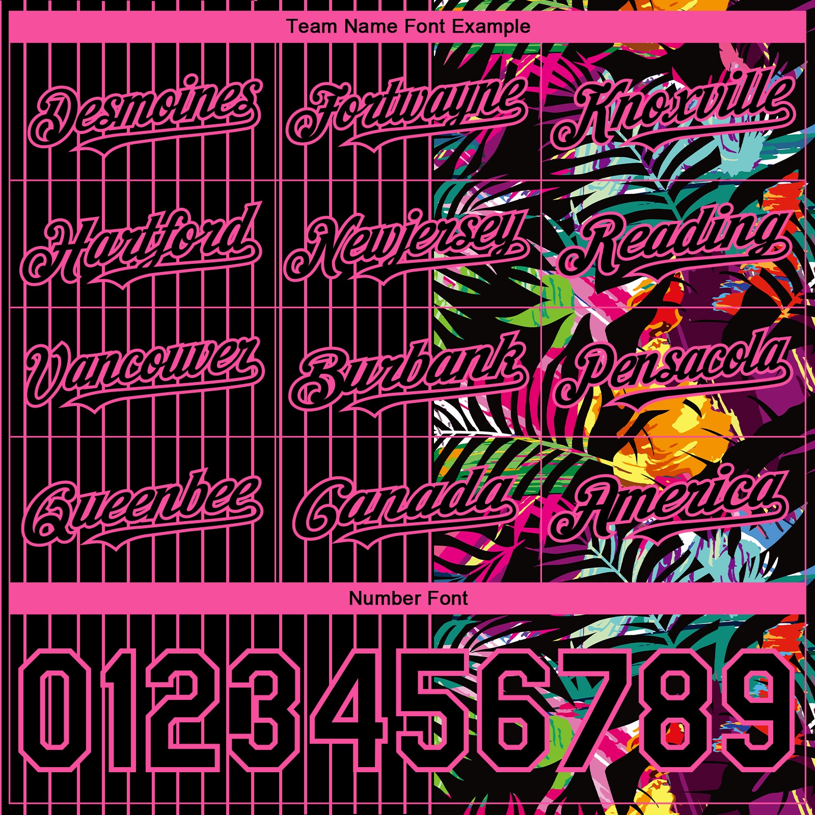 Custom Black Pink 3D Pattern Design Pinstripe Tropical Palm Leaves Authentic Baseball Jersey