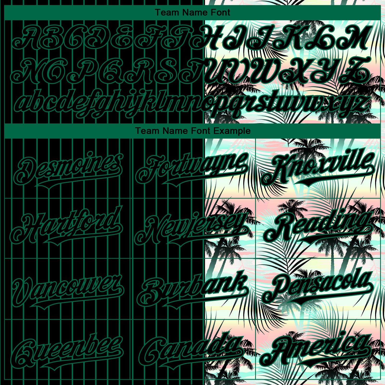 Custom Black Kelly Green 3D Pattern Design Pinstripe Tropical Palm Leaves Authentic Baseball Jersey