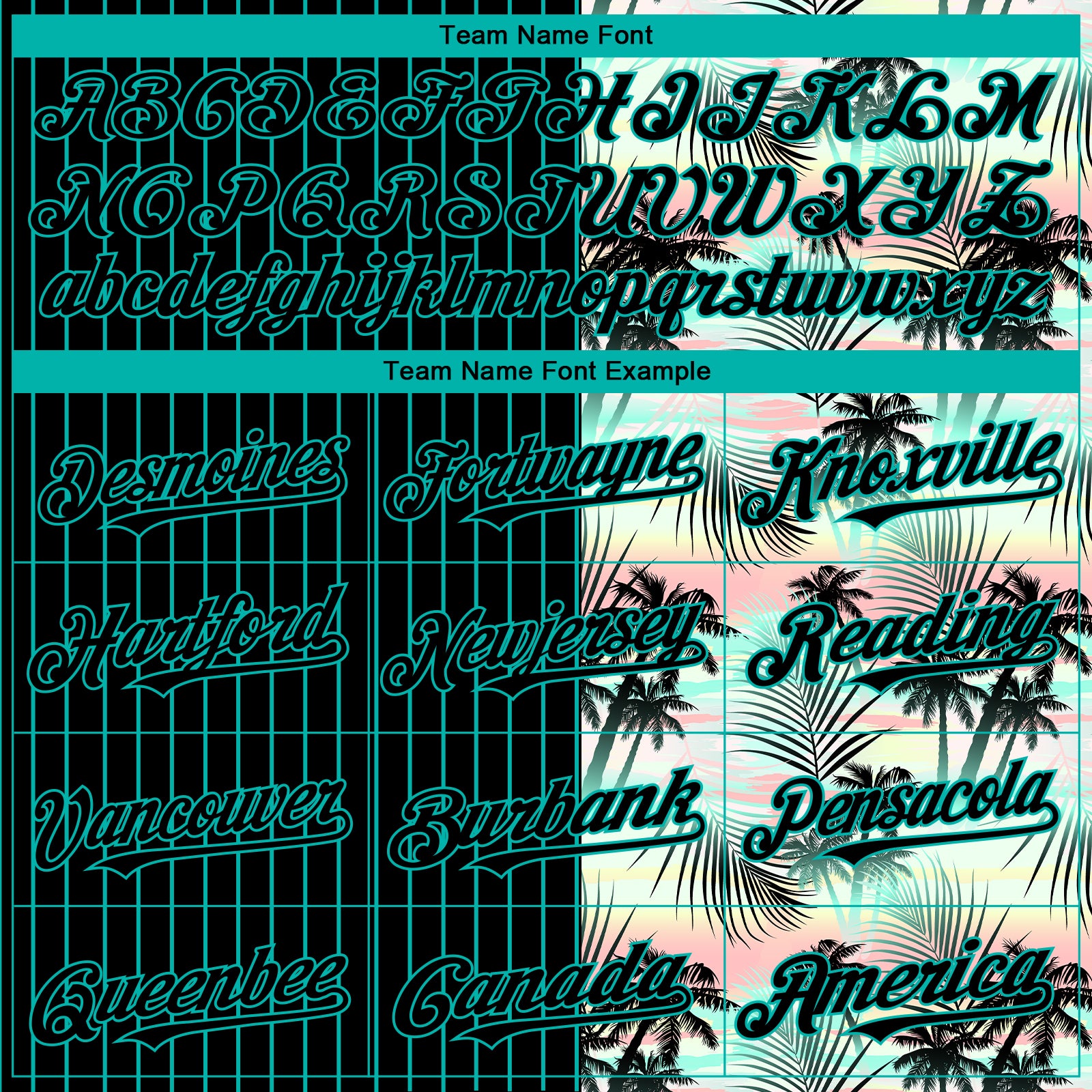 Custom Black Aqua 3D Pattern Design Pinstripe Tropical Palm Leaves Authentic Baseball Jersey