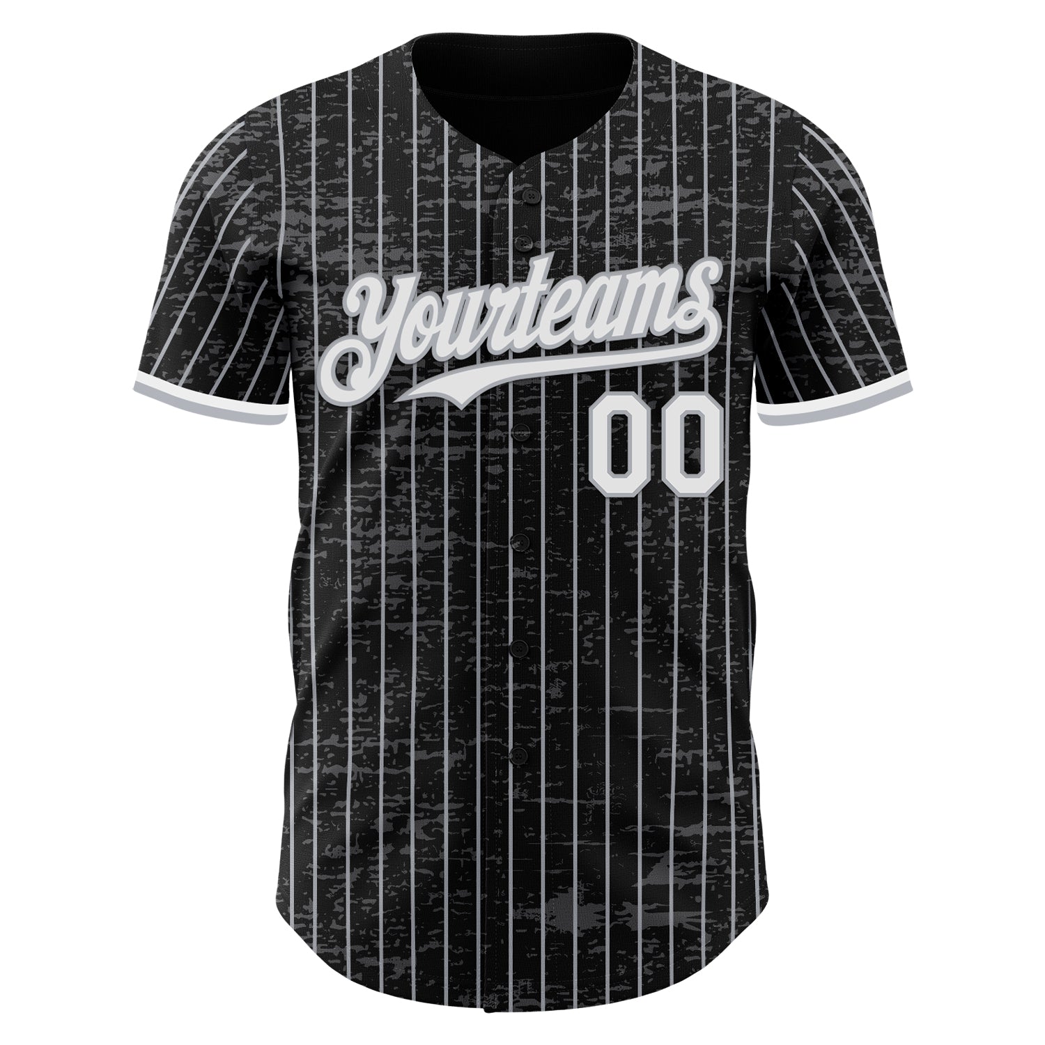 Custom Black Gray Pinstripe White 3D Pattern Design Fragment Art Authentic Baseball Jersey