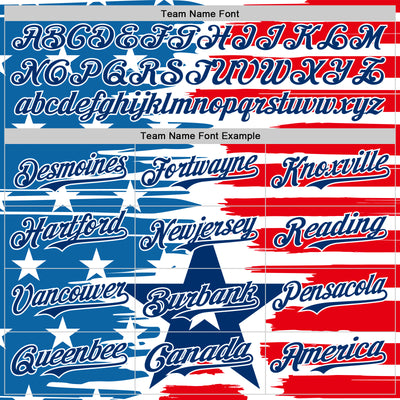 Custom White US Navy Blue-Red 3D Patriotic American Flag Authentic Baseball Jersey