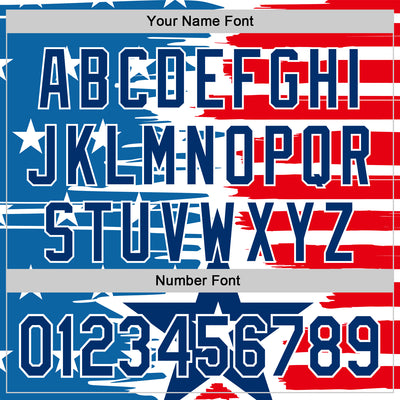 Custom White US Navy Blue-Red 3D Patriotic American Flag Authentic Baseball Jersey