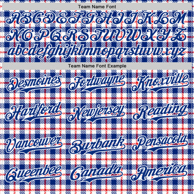 Custom White Royal-Red 3D Pattern Design Patriotic American Symbol Plaid Authentic Baseball Jersey