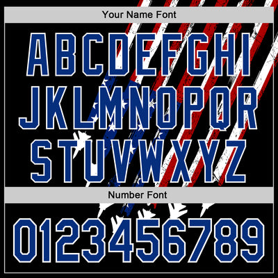 Custom Black Royal Red-White 3D Patriotic American Flag Authentic Baseball Jersey