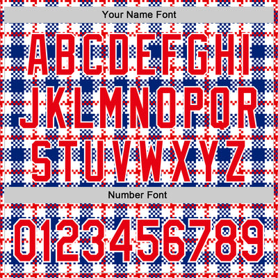 Custom White Fire Red-Royal 3D Pattern Design Patriotic American Symbol Plaid Authentic Baseball Jersey