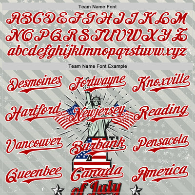 Custom Gray Red-White 3D Patriotic American Flag And Statue of Liberty Authentic Baseball Jersey