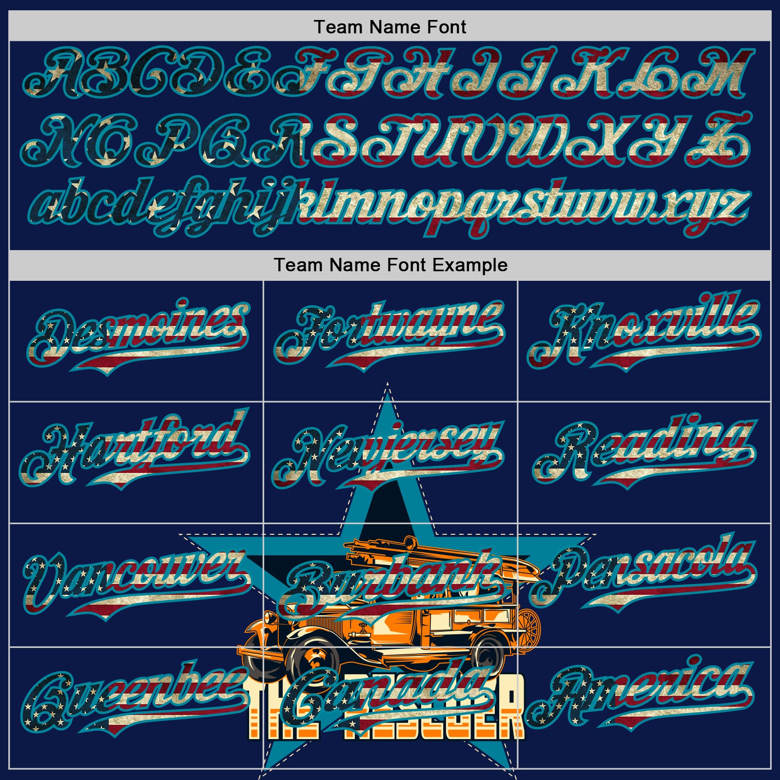 Custom Navy Vintage USA Flag-Teal 3D Patriotic American Symbol Fire Truck Authentic Baseball Jersey