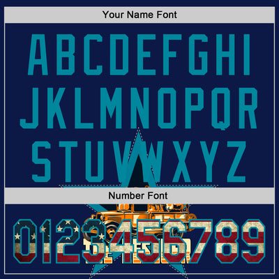 Custom Navy Vintage USA Flag-Teal 3D Patriotic American Symbol Fire Truck Authentic Baseball Jersey